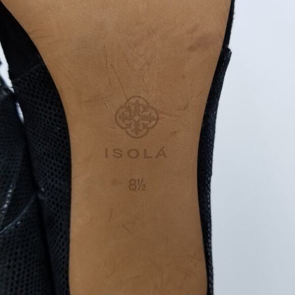 Isola Palazzo Heels Womens‎ 8.5 Black Suede Leather Lace up - Picture 11 of 11